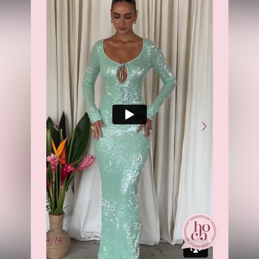 House of CB  Tatania
Seafoam Sequin Maxi Gown
USD $329 - Picture 3 of 16